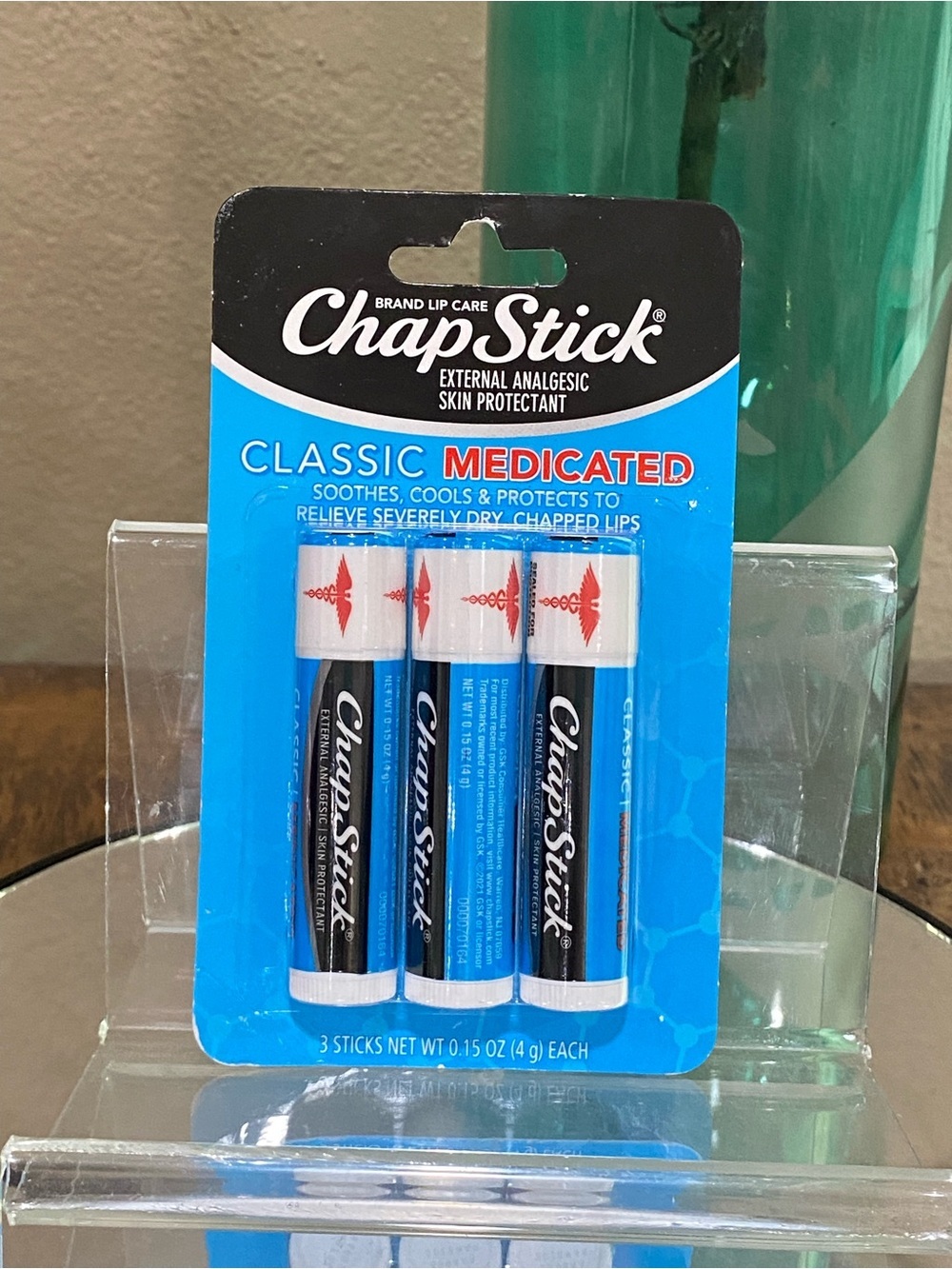 ChapStick Classic Medicated Lip Balm, Pack of 3, new!